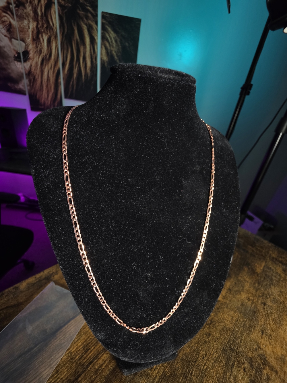 14k Rose Gold Figaro Chain Necklace - Vermeil